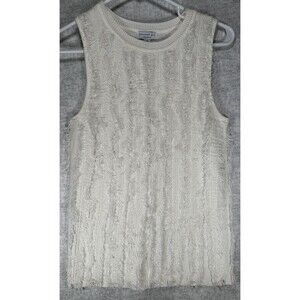 Current Air Los Angeles Ivory Sweater Vest Fuzzy Size XS Acrylic